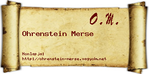Ohrenstein Merse névjegykártya